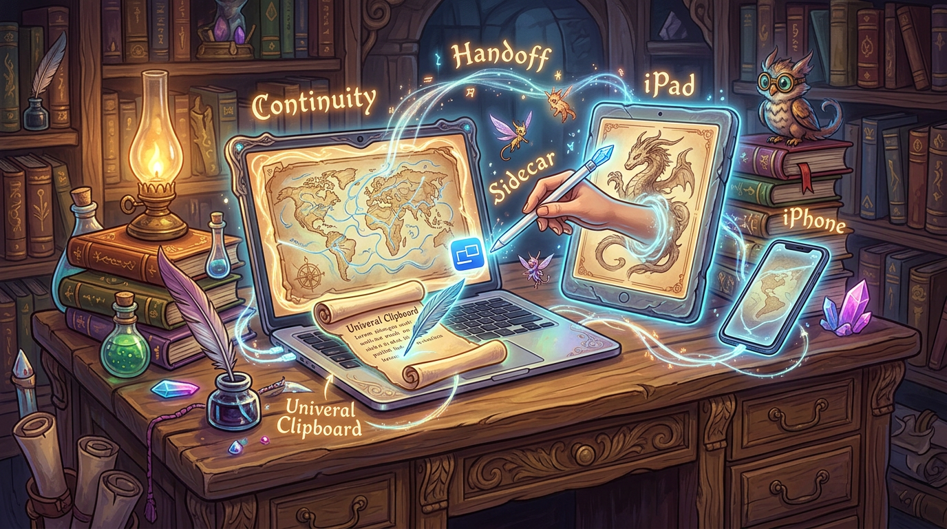 iPhone MacBook iPad continuity tasks on desk